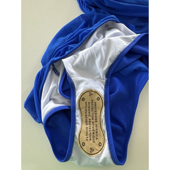 Women's Bikini Set Tummy Control Two Pcs Swimsuit Mesh One Shoulder royal blue S - Picture 11 of 15